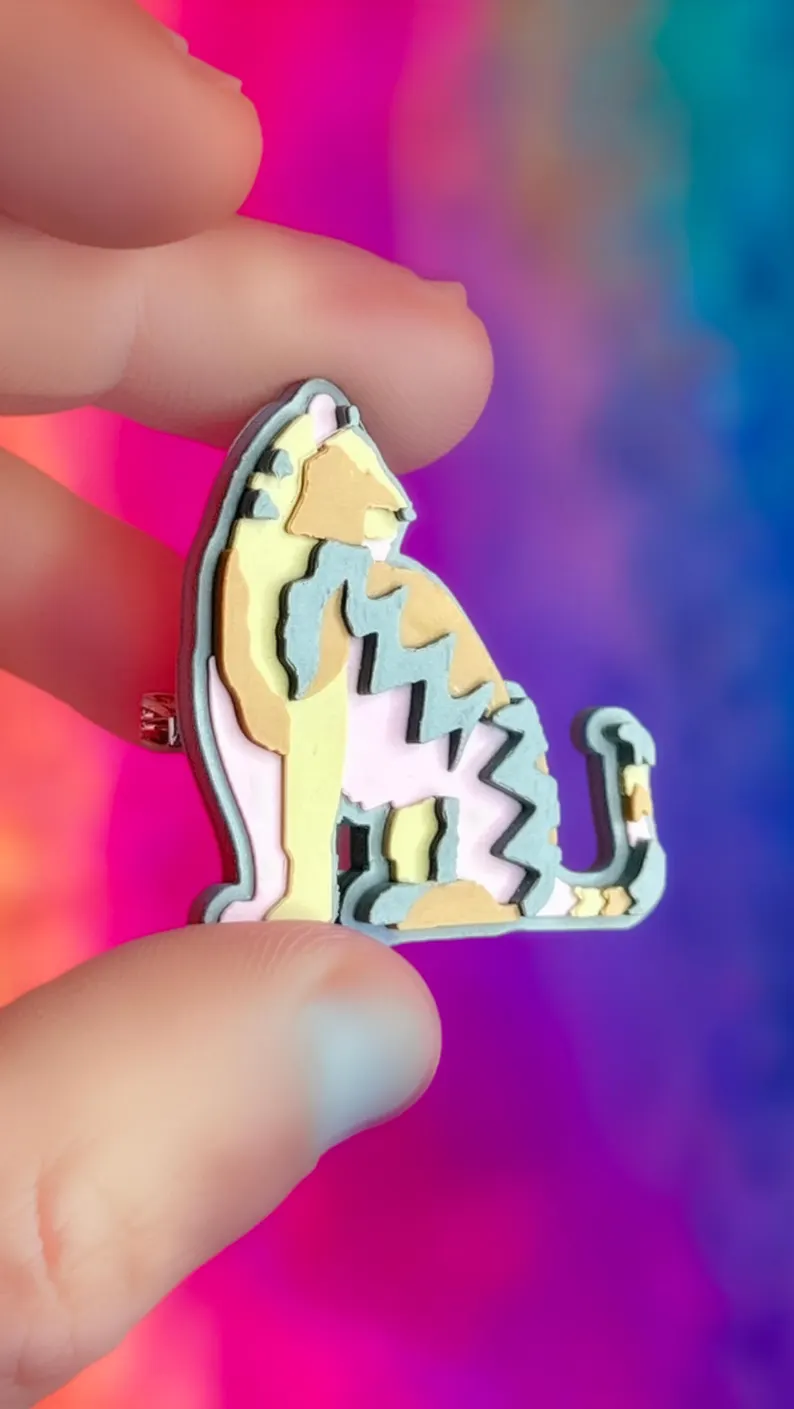il 794xn.7477427761 4rrb.jpg Sublime broche chat tigresse 3D en PLA mat : un design animalier poétique parfait pour customiser vos accessoires du quotidien. Création artisanale buuBoo.