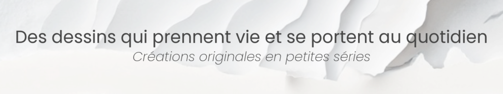 couverture buuBoo. Texte pour présenter la boutique artisanale : des dessins qui prennent vie et se portent au quotidien. Créations originales en petites séries